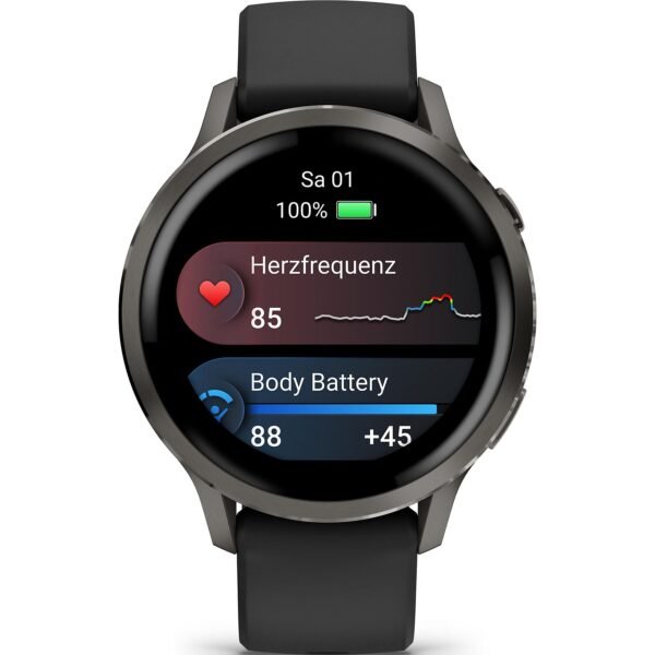 GARMIN Venu 4, Schwarz GPS-Smartwatch
