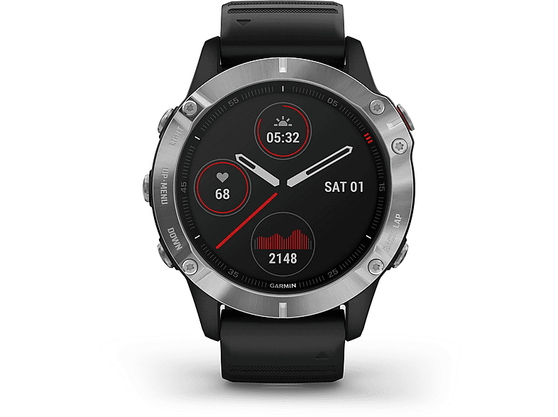 GARMIN FENIX 6 SILVER W/BLACK BAND