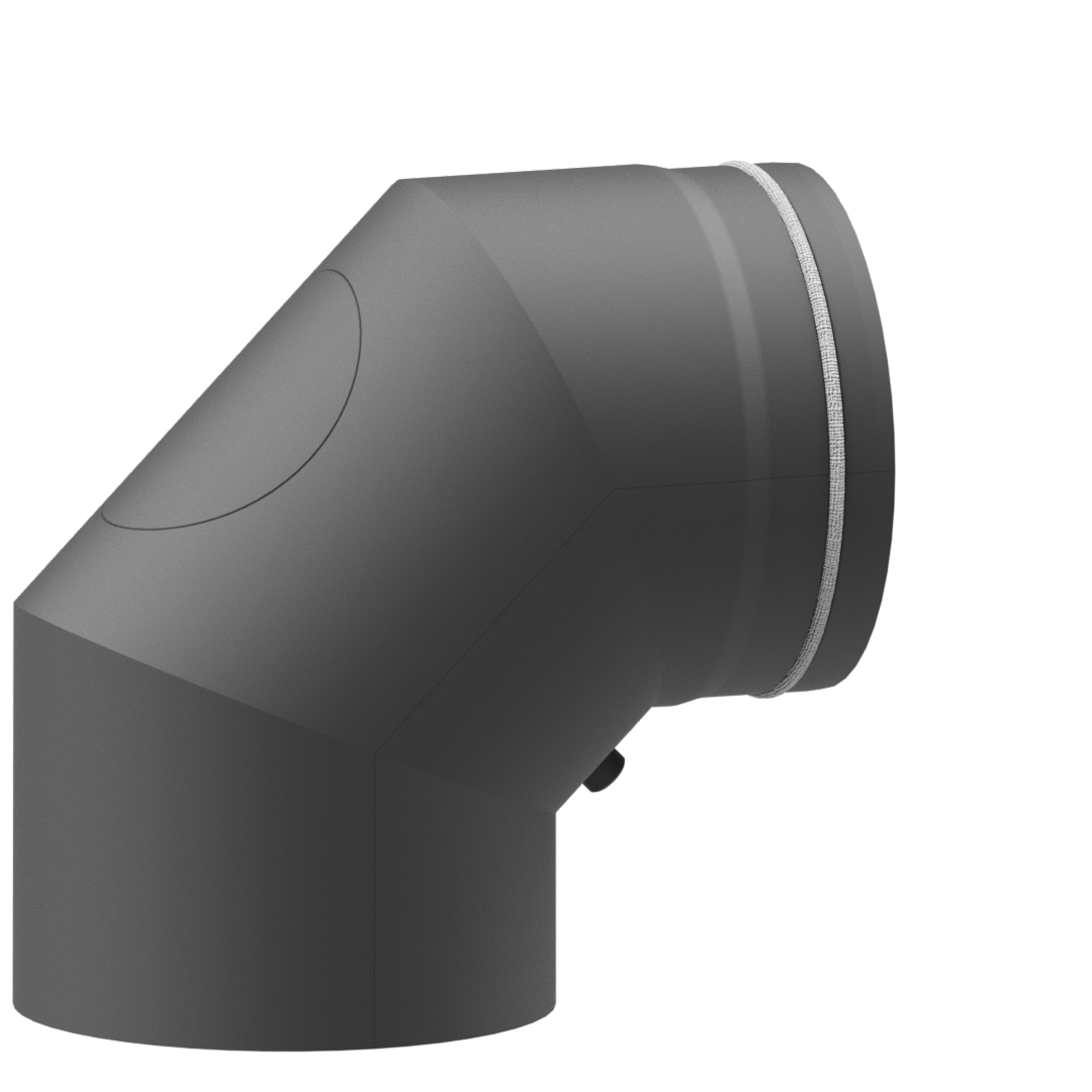Bogen LS DUO D180/90° eingezogen 3-tlg 340/340 mit eingelegter Tür und Dichtung