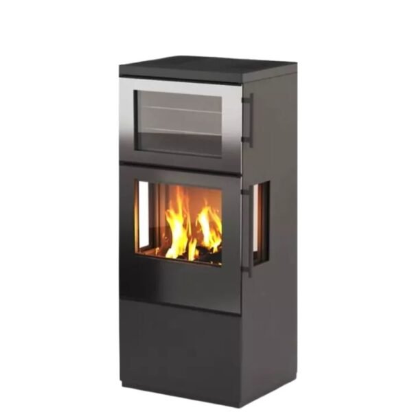CERA Design BAKER ONE Kaminofen mit Backfach (7 kW) - Front- und Seiten-Verglasung (Schwenktür)