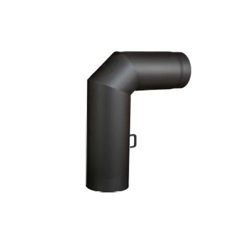 Bogen 90° mit Tür und Drosselklappe, doppelwandig mit Dämmung, System Möck Primus, Schwarz, 150 mm